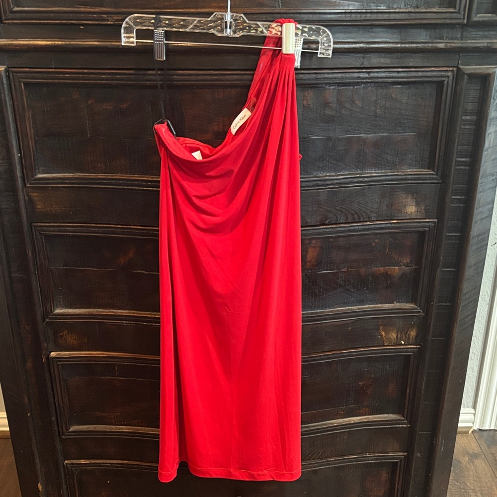 Calvin Klein One Shoulder Red Dress size 6 NWT